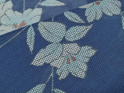 平和屋着物＊夏物　小紋　紗　草花文　暈し染め　洗える着物　CABK9278th