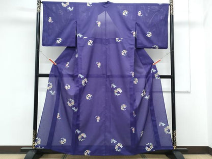 平和屋着物＊夏物　小紋　絽　花丸文　洗える着物　CABK9283th