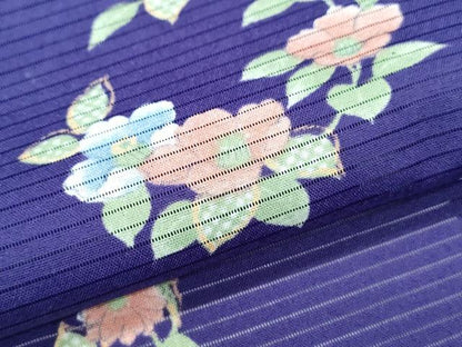 平和屋着物＊夏物　小紋　絽　花丸文　洗える着物　CABK9283th