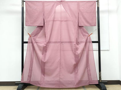 平和屋着物＊夏物　色無地　絽　流水紋紗　長春色　洗える着物　CABK9285th