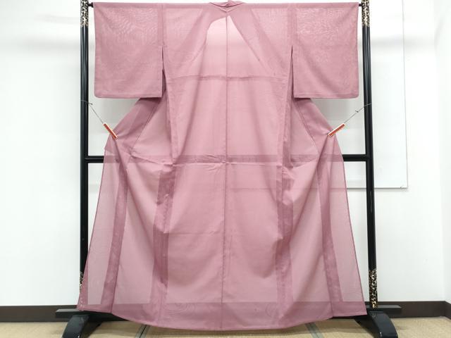 平和屋着物＊夏物　色無地　絽　流水紋紗　長春色　洗える着物　CABK9285th