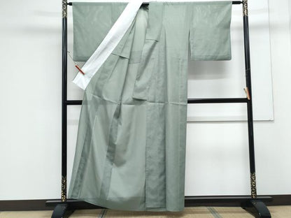 平和屋着物＊夏物　色無地　絽　山山葵色　洗える着物　CABK9286th