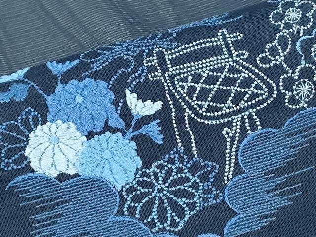 平和屋着物＊夏物　色留訪問着　絽　総刺繍　風景文　洗える着物　CABK9287th