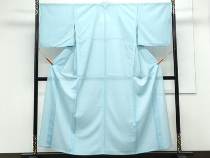 平和屋着物＊夏物　色無地　絽　空色　洗える着物　CABK9288th