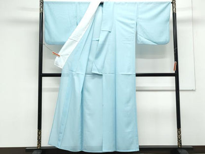 平和屋着物＊夏物　色無地　絽　空色　洗える着物　CABK9288th