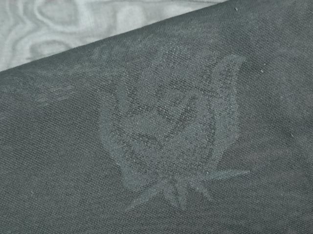 平和屋着物＊夏物　小紋　紗　薔薇　黒地　正絹　逸品　CABK9291th