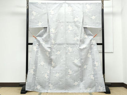 平和屋着物＊夏物　紗紬　枝花文　正絹　逸品　CABK9292th