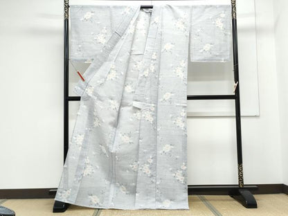 平和屋着物＊夏物　紗紬　枝花文　正絹　逸品　CABK9292th