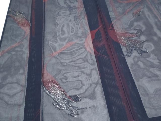 平和屋着物＊夏物　小紋　紗　草花文　銀彩　正絹　逸品　CABK9296th