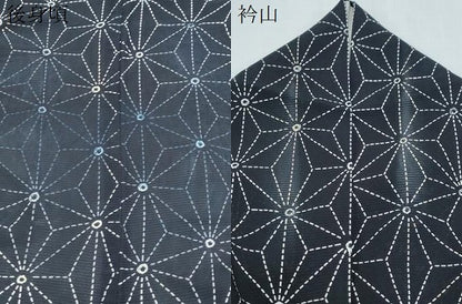 平和屋着物＊夏物　小紋　絽　絞り　麻の葉文様　黒地　高島屋扱い　正絹　逸品　CABK9302th