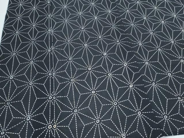 平和屋着物＊夏物　小紋　絽　絞り　麻の葉文様　黒地　高島屋扱い　正絹　逸品　CABK9302th