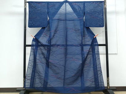 平和屋着物＊夏物　小紋　紗　芝草文　正絹　逸品　CABK9303th