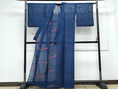 平和屋着物＊夏物　小紋　紗　芝草文　正絹　逸品　CABK9303th