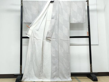 平和屋着物＊夏物　小紋　変わり絽　菱吉祥文　正絹　逸品　CABK9304th