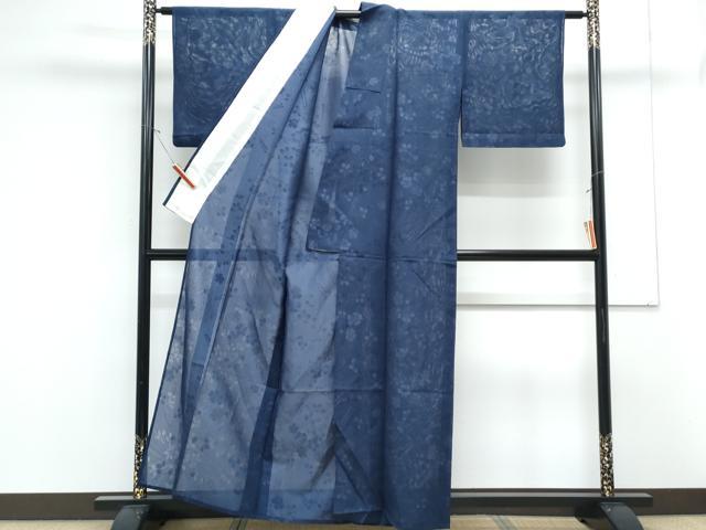 平和屋着物＊夏物　小紋　縦絽　草花紋紗　正絹　逸品　CABK9305th