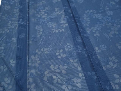 平和屋着物＊夏物　小紋　縦絽　草花紋紗　正絹　逸品　CABK9305th