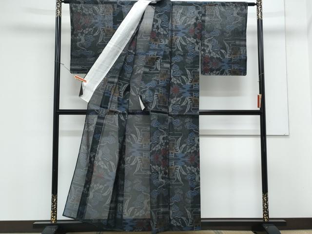 平和屋着物＊夏物　本場大島紬　夏大島　風景文　正絹　逸品　CABK9310th