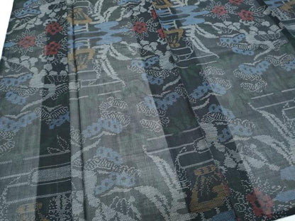 平和屋着物＊夏物　本場大島紬　夏大島　風景文　正絹　逸品　CABK9310th