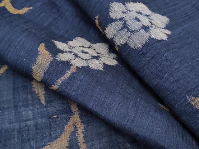 平和屋着物＊夏物　本場小千谷ちぢみ　草花文　麻　逸品　CABK9312th