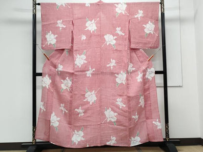 平和屋着物＊夏物　本場小千谷ちぢみ　草花文　麻　逸品　CABK9313th