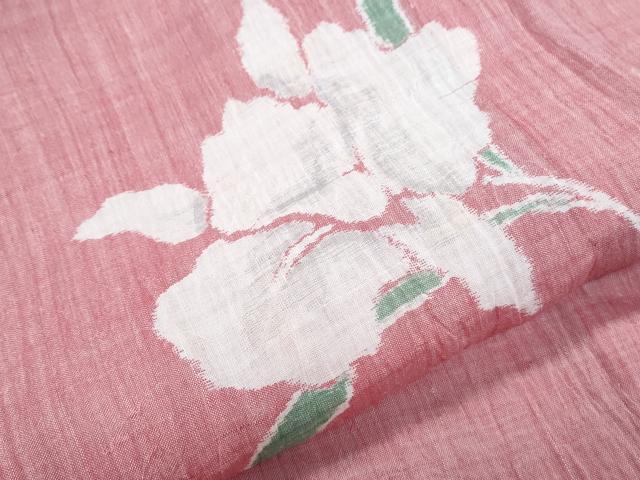 平和屋着物＊夏物　本場小千谷ちぢみ　草花文　麻　逸品　CABK9313th