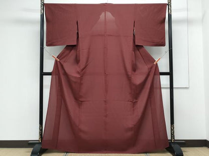平和屋着物＊夏物　色無地　絽　赤銅色　正絹　逸品　CABK9315th
