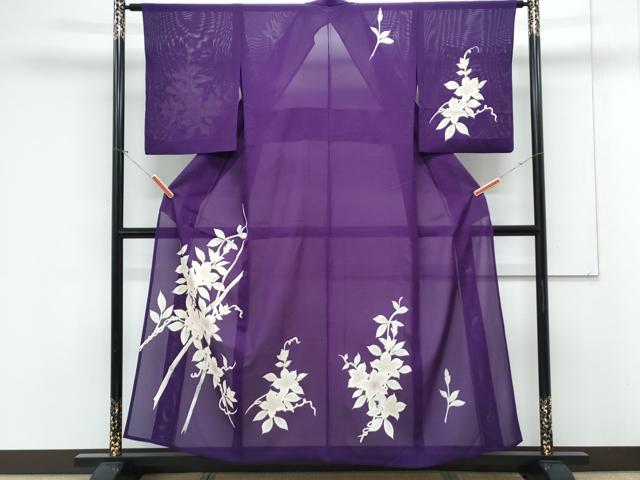 平和屋着物＊夏物　訪問着　絽　手描き　草花文　正絹　逸品　CABK9316th