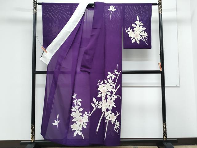 平和屋着物＊夏物　訪問着　絽　手描き　草花文　正絹　逸品　CABK9316th