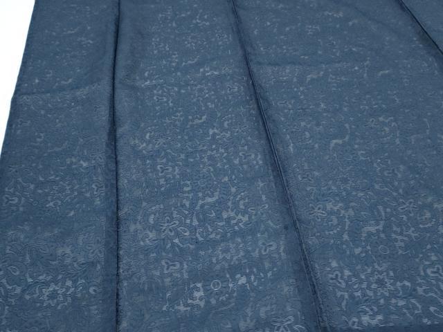 平和屋着物＊夏物　色無地　草花紋紗　留紺色　正絹　逸品　CABK9319th