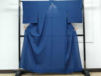 平和屋着物＊夏物　色無地　絽　紺色　正絹　逸品　CABK9320th