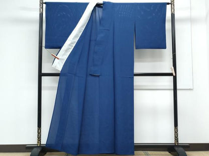 平和屋着物＊夏物　色無地　絽　紺色　正絹　逸品　CABK9320th