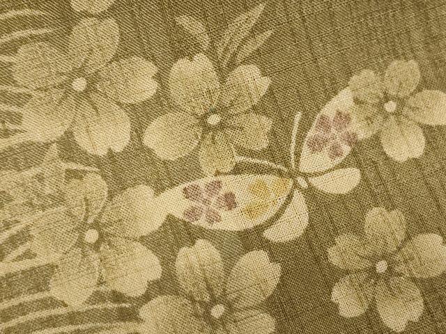 平和屋着物＊夏物　小紋　紗　花蝶間道　暈し染め　洗える着物　CABK9324th