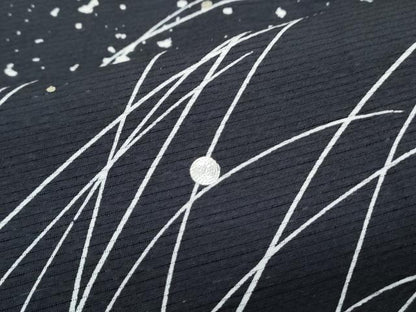 平和屋着物＊夏物　訪問着　絽　駒刺繍　草葉文　黒地　金彩　正絹　逸品　CABK9328th
