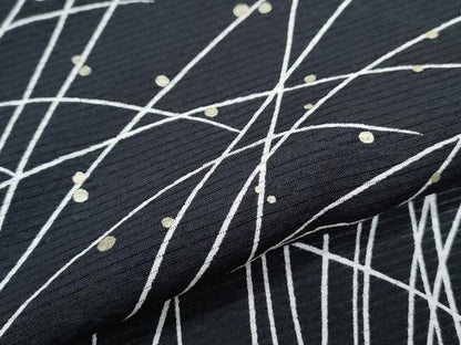 平和屋着物＊夏物　訪問着　絽　駒刺繍　草葉文　黒地　金彩　正絹　逸品　CABK9328th