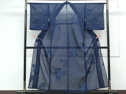 平和屋着物＊夏物　小紋　紗　舞花文　正絹　逸品　CABK9331th