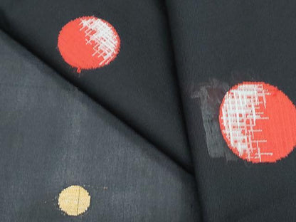 平和屋着物＊夏物　小紋　紗　大小あられ　黒地　金糸　正絹　逸品　CABK9333th