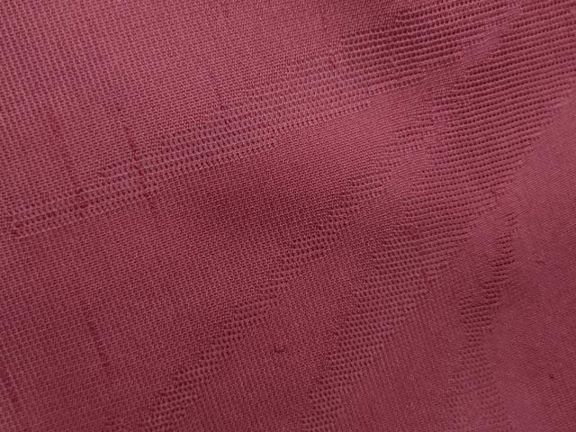 平和屋着物＊夏物　色無地　笹紋紗　濃紅色　正絹　逸品　CABK9345th