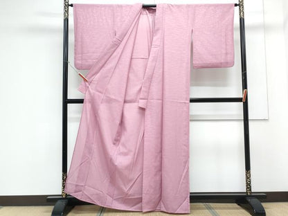 平和屋着物＊夏物　小紋　絽　芝草文　薄紅梅色　洗える着物　CABK9346th