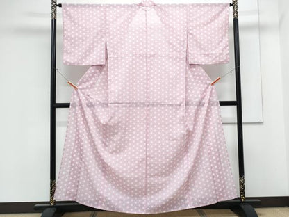平和屋着物＊夏物　小紋　絽　麻の葉文様　洗える着物　CABK9348th