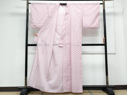平和屋着物＊夏物　小紋　絽　麻の葉文様　洗える着物　CABK9348th