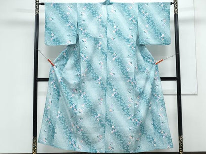 平和屋着物＊夏物　小紋　紗　枝花文　洗える着物　CABK9352th