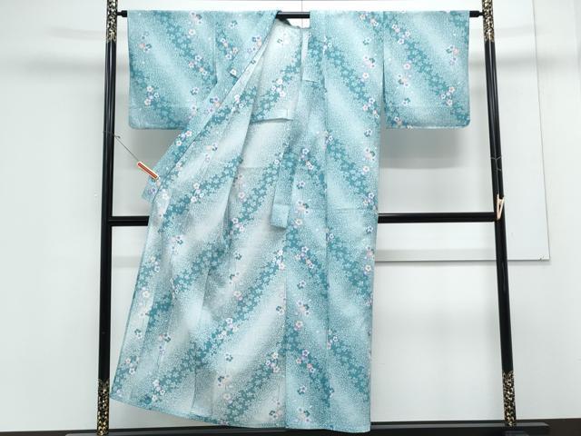 平和屋着物＊夏物　小紋　紗　枝花文　洗える着物　CABK9352th
