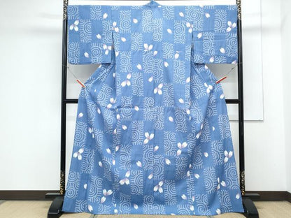 平和屋着物＊夏物　小紋　紗　渦巻き舞花文　洗える着物　CABK9356th