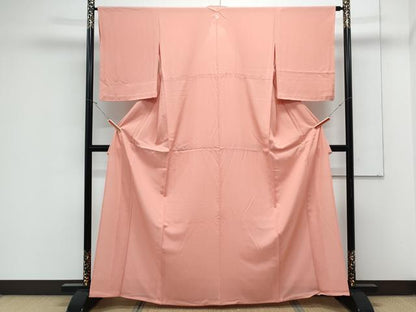 平和屋着物＊夏物　色無地　絽　甚三紅色　正絹　逸品　CABK9360th