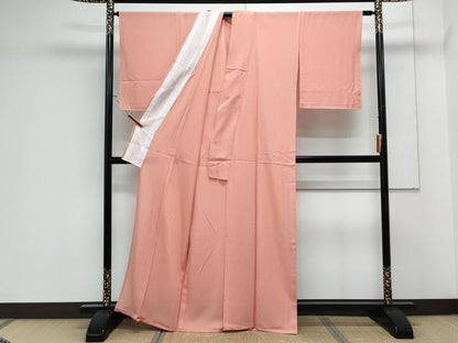 平和屋着物＊夏物　色無地　絽　甚三紅色　正絹　逸品　CABK9360th