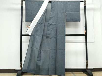 平和屋着物＊夏物　紗紬　縞　正絹　逸品　CABK9377th