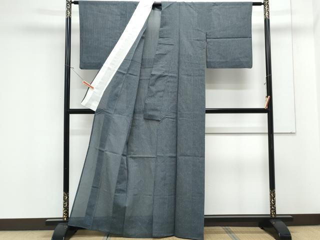 平和屋着物＊夏物　紗紬　縞　正絹　逸品　CABK9377th