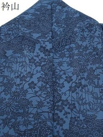 平和屋着物＊夏物　小紋　絽　藍　型染め　草花文　正絹　逸品　CABK9380th