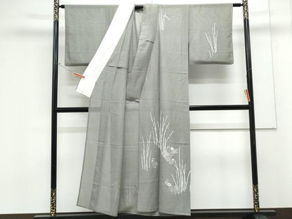 平和屋着物＊夏物　訪問着　籬紋紗　草花文　銀彩　正絹　逸品　CABK9381th