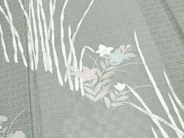 平和屋着物＊夏物　訪問着　籬紋紗　草花文　銀彩　正絹　逸品　CABK9381th